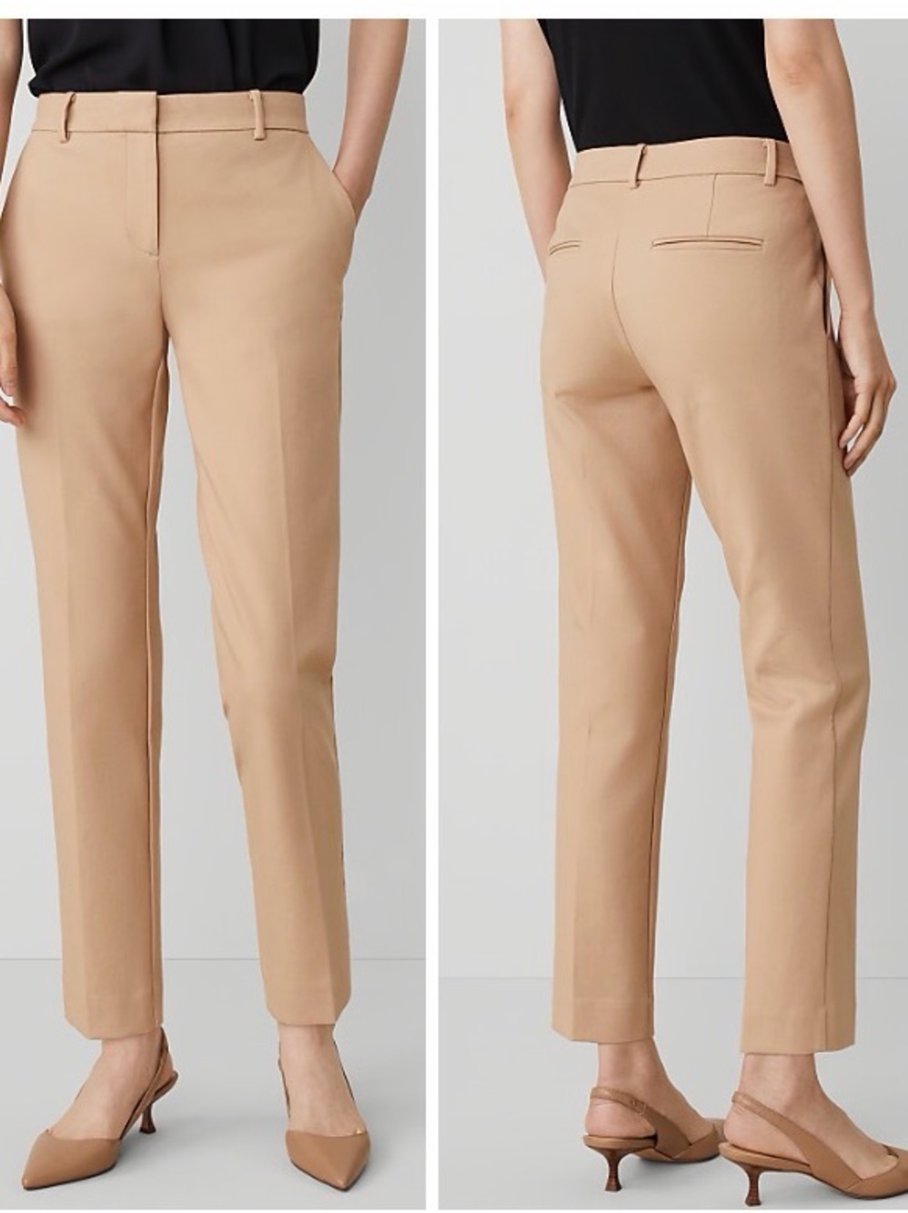 Ann Taylor The Eva Petite Tan Slim Ankle Pants Mid Rise Career Womens 8 Petite